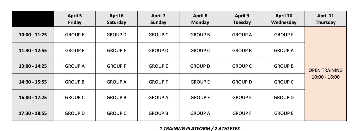 2 v2 2024 IWF World Cup Training Schedule 1